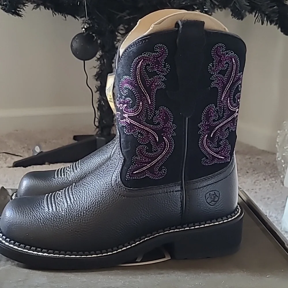 Ariat Women's Black and Purple Heeled Boots - Picture 4 of 6